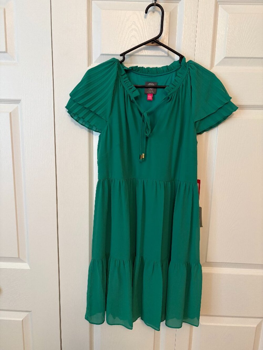 Vince Camuto Flutter Sleeve Tiered Chiffon Dress